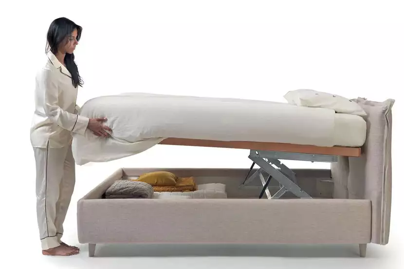 Letto contenitore con alzata orizzontale assistita